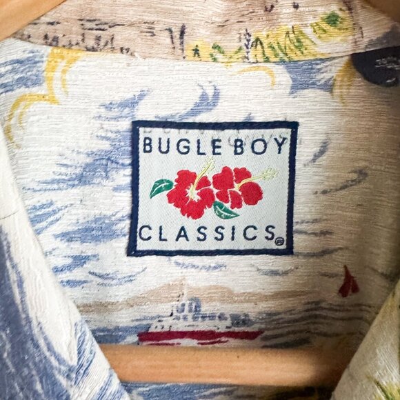 Vintage Bugle Boy Silk Blend Tropical Hawaiian Print Button Down Shirt XL - Picture 4 of 10